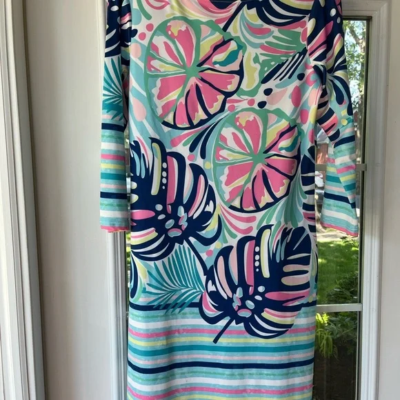 Colorful Floral and Striped Dress - Picture 2 of 2